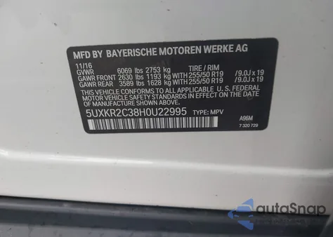 2017 BMW X5 Sdrive35I z USA, uszkodzony, nr VIN 5UXKR2C38H0U22995